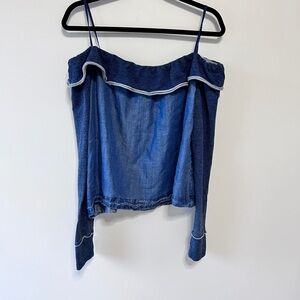 Anthropologie Cloth & Stone Colorblock Tencel Off the Shoulder Top Women's Large